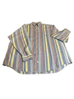 Ralph Lauren The Big Shirt Men's XL Vertical Stripe Vintage Preppy 90s Pony